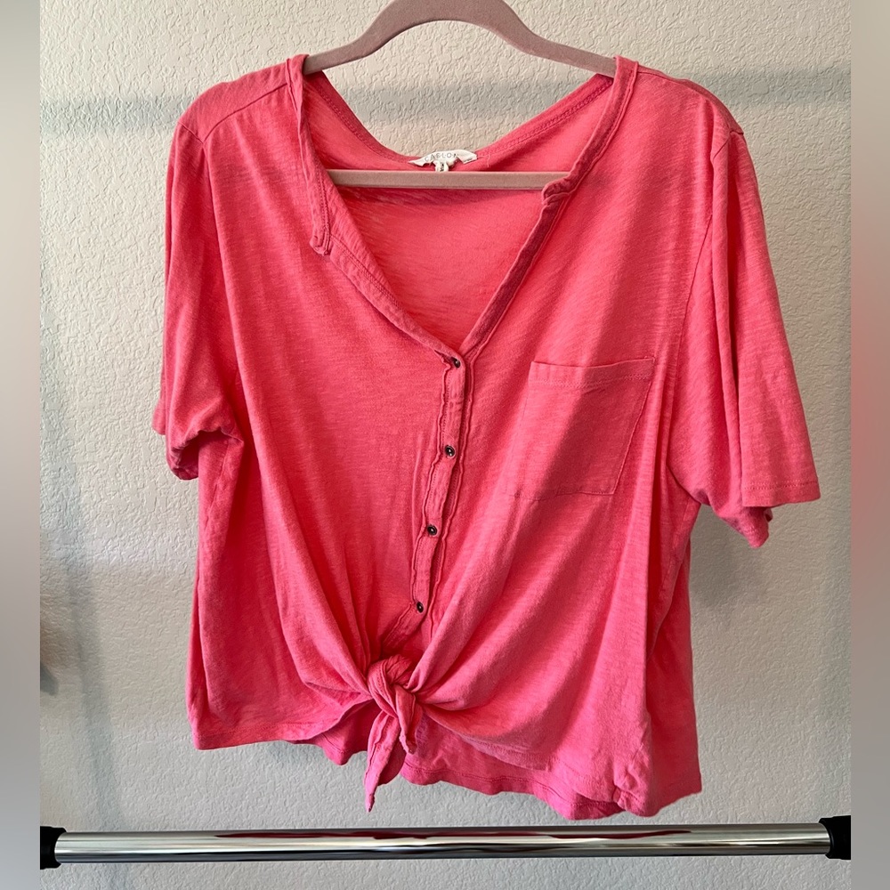 Pink Front Tie Top